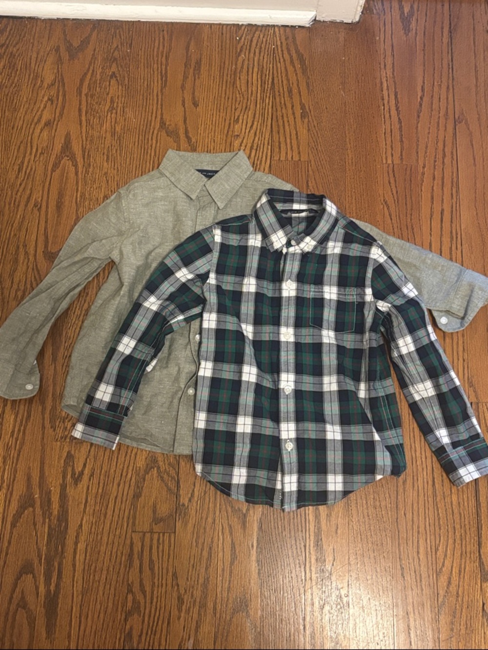 Janie and Jack Green, Navy and White Plaid Button-Down (bundle of 2)